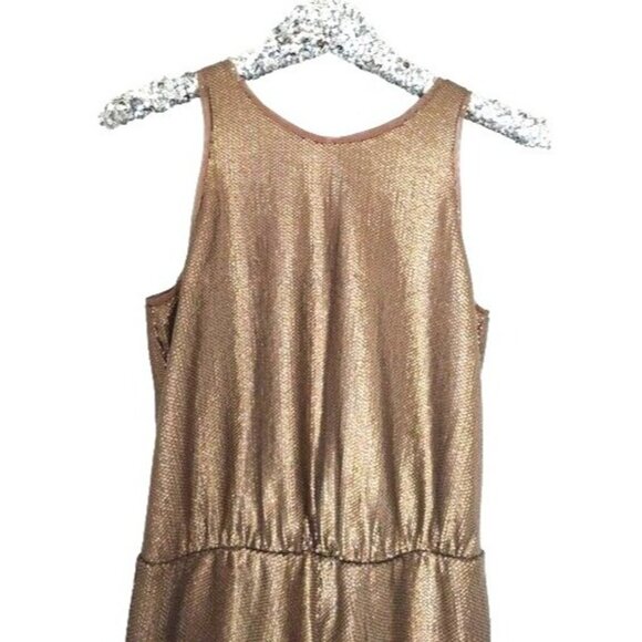 BCBGMaxAzria Gold Sequins Jumpsuit M Cocktail Party Holidays Lowe - Picture 13 of 16